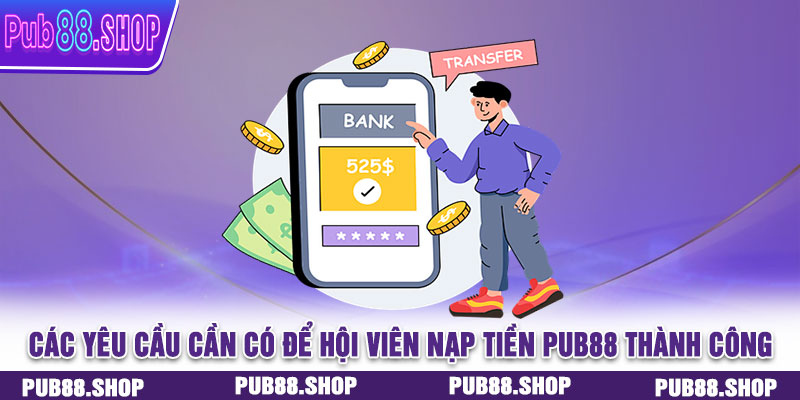 Các yêu cầu cần có để hội viên nạp tiền PUB88 thành công